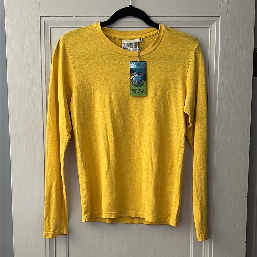 Jungmaven Long Sleeve Shirt in Yellow Unisex XS extra small
